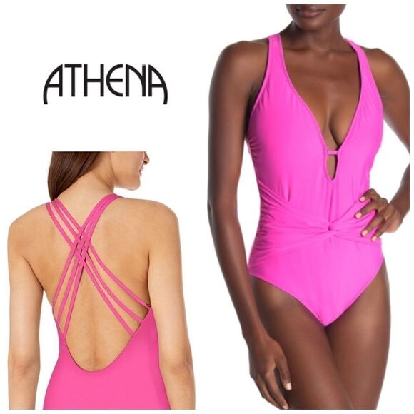 ATHENA Plunge Front Twist Swimsuit. NWT - Picture 2 of 7